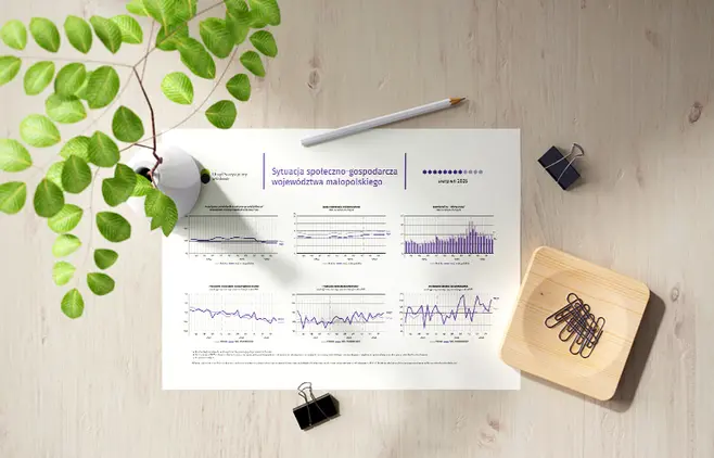 Mockup do infografiki Sytuacja społeczno-gospodarcza województwa małopolskiego - sierpień 2026 r. 