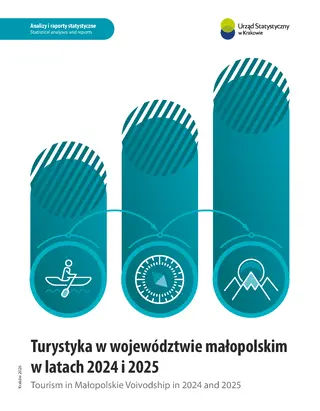 Powiększ obraz: Okładka publikacji Turystyka w województwie małopolskim w 2024 i 2025 